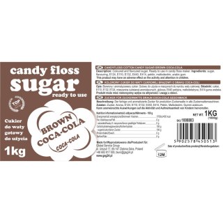 Kolorowy cukier do waty cukrowej brązowy o smaku coca-coli 1kg GSG24
