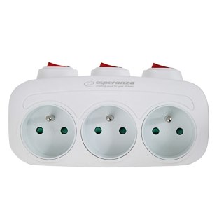 ESPERANZA ROZGAŁĘŹNIK ELEKTRYCZNY 3 GNIAZDA Z WYŁĄCZNIKAMI BIAŁY ELK307W
