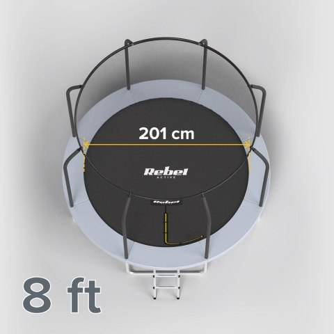 REBEL ACTIVE TRAMPOLINA PRO 8FT/244CM, SIATKA, DRABINKA RBA-8001 (OUTLET)