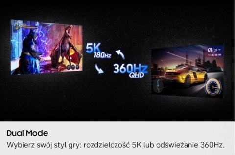 Monitor 27 cali Odyssey G80HF IPS 5120x2880 5K 16:9 2xHDMI 1xDP 2xUSB 3.2 1ms 360/180Hz HAS+PIV płaski 3Yd2d (LS27HG806EFXEN)
