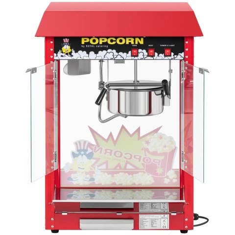 Barowa maszyna do popcornu z czerwonym daszkiem