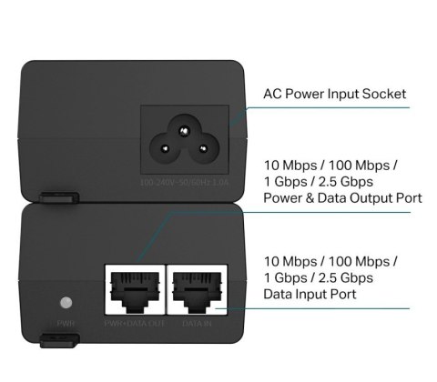 Injector Adapter Omada 2.5G PoE+ PORT: 1× 2.5G PoE Port, 1× 2.5G Non-PoE Port POE260S