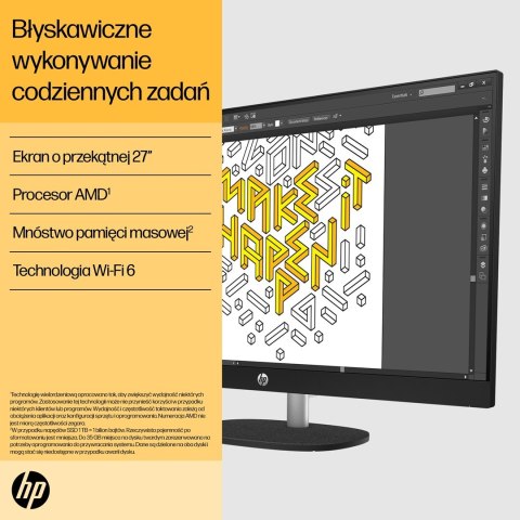 HP AiO 27-cr0204nw Ryzen 7 7730U 27.0"FHD IPS 300nits AG 16GB DDR4 3200 SSD512 Radeon Vega 8 LAN Cam1080p+IR NoOS Shell White Sh
