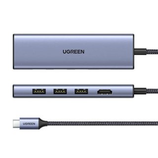 Ugreen Adapter HUB CM511 USB-C do HDMI, 3x USB-A 3.0, SD/TF