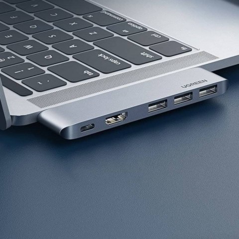 Ugreen wielofunkcyjny HUB 2x USB Typ C na USB Typ C PD (Thunderbolt 3, 100W, 4K@60 Hz, 10 Gbps) / HDMI 4K@30 Hz / 3x USB 3.0 do 