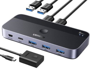 Ugreen Przełącznik switch USB 3.0 CM662, 2X4 out (czarny)