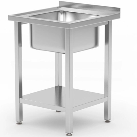 Basen zlew jednokomorowy z półką Budget Line STAL 600 x 600 x 850 cm - Hendi 816806 Hendi