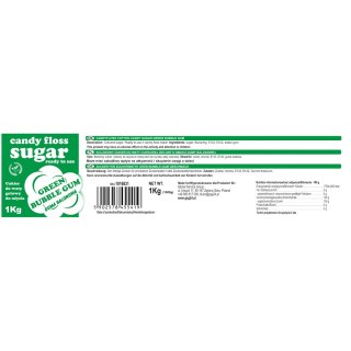 Kolorowy cukier do waty cukrowej zielony o smaku gumy balonowej 1kg GSG24