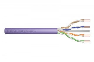 Kabel teleinformatyczny instalacyjny kat.6, U/UTP, B2ca, drut, AWG 23/1, LSOH, 500m, szpula, fioletowy