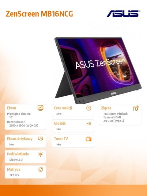Monitor 16 inches MB16NCG IPS WQXGA USBC mHDMI