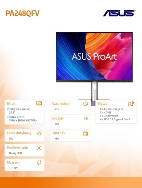 Monitor 24.1 cala PA248QFV PRO IPS WUXGA HDMI DP 100Hz