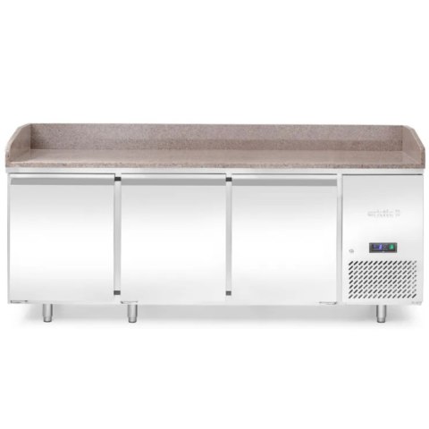 Stół chłodniczy do pizzy z granitowym blatem rantem 3-drzwiowy 375 l 400 W 201x80x88 cm