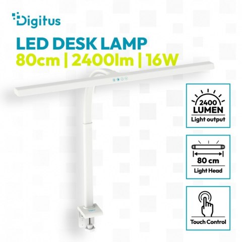 Lampa biurkowa LED, 80 cm, 2400 lm, 16 W, temp. barw 3000K-6500K, biała