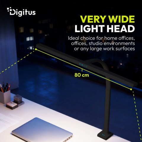 Lampa biurkowa LED, 80 cm, 2400 lm, 16 W, temp. barw 3000K-6500K, czarna