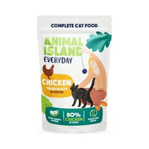 ANIMAL ISLAND Everyday kurczak szarpane fileciki w rosole karma mokra dla kota 85g