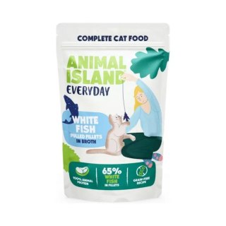 ANIMAL ISLAND biała ryba szarpane fileciki w rosole dla kota 85g