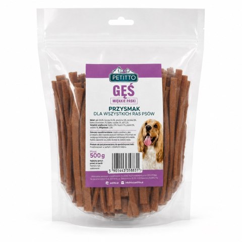 PETITTO - Miękkie paski z gęsi - dla psa 500g