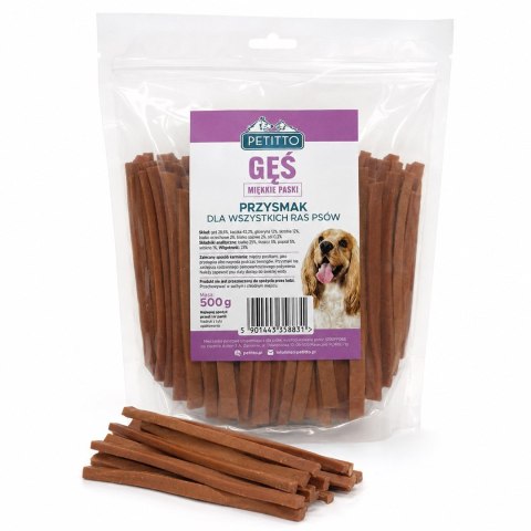 PETITTO - Miękkie paski z gęsi - dla psa 500g