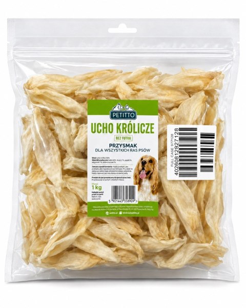 PETITTO - ucho królicze bez futra -1 kg