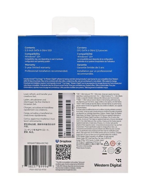 Dysk SSD WD Blue 4TB 2,5" SATA WDS400T3B0A