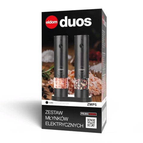ELDOM ZESTAW MŁYNKÓW ELEKT. DO SOLI I PIEPRZU ZMP5 AKUMULATOROWE ŁADOWANE USB