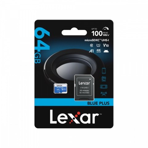 Karta pamięci microSD 64GB C10 A1 U3 V10 100MB/s Blue Plus
