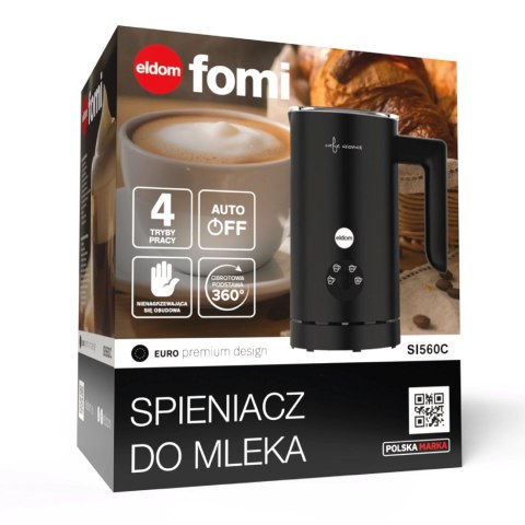 ELDOM SPIENIACZ DO MLEKA SI560C FOMI 500W CZARNY 300ML SPIENIANIE PODGRZEWANIE