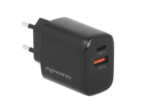 Ładowarka GaN 20W USB-C PD + USB-A (czarna)