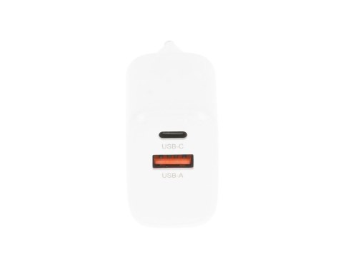 Ładowarka GaN 30W USB-C PD + USB-A (biała)