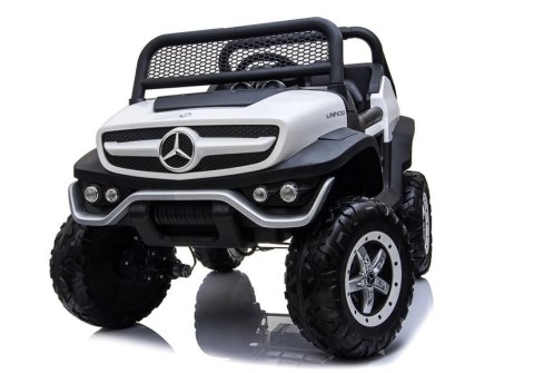 Auto na Akumulator Mercedes Unimog 4x4 Dla Dzieci Światła LED MP3 Biały LEAN CARS