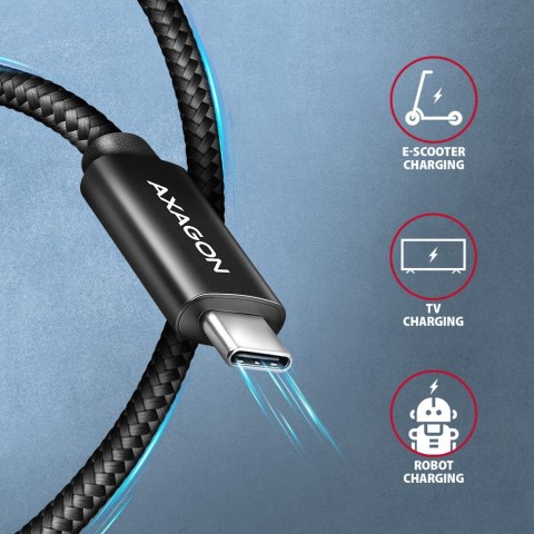 BUCM2-CM20AB Kabel USB-C - USB-C, 2.0m 5A charging, ALU, 240W PD, oplot, USB2.0, czarny
