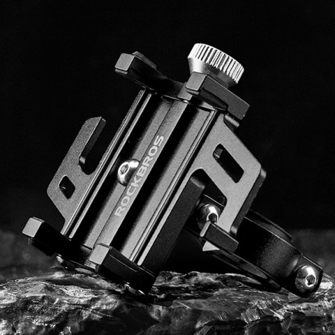 Uchwyt rowerowy na kierownicę do telefonu ze stopu aluminium - czarny ROCKBROS