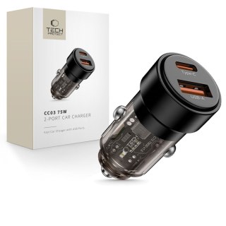 Ładowarka samochodowa USB-A USB-C CC03 PD 75W - czarna Tech-Protect