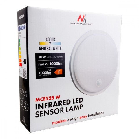 Lampa LED, IP65 czujnik PIR, MCE525 W 10W, 1000 lm, neutral white 4000 K