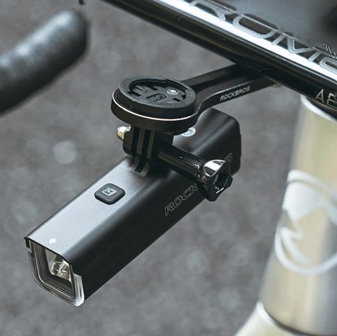 Lampka rowerowa przednia 5000mAh 1500lm IPX6 mocowanie Garmin i GoPro - czarna ROCKBROS