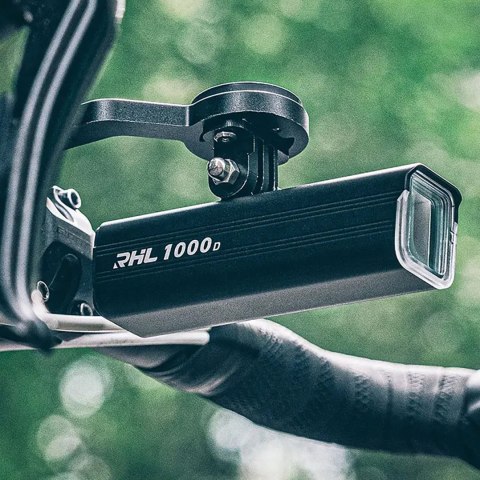 Lampka rowerowa przednia 5000mAh 1500lm IPX6 mocowanie Garmin i GoPro - czarna ROCKBROS