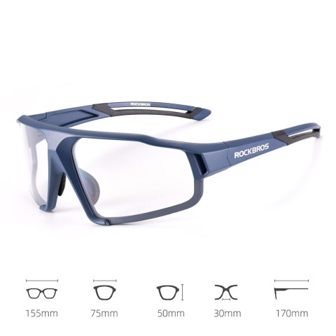 Okulary rowerowe fotochromowe UV400 z etui SP216BL - niebieskie ROCKBROS