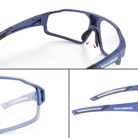 Okulary rowerowe fotochromowe UV400 z etui SP216BL - niebieskie ROCKBROS