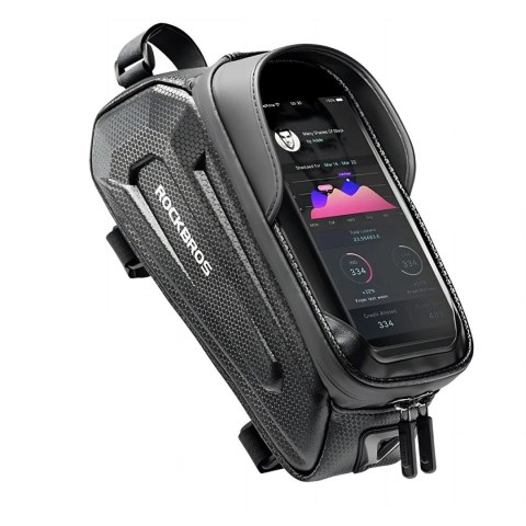 Sakwa rowerowa na ramę pancerna z kieszonką na telefon nawigację 1.7l - czarna ROCKBROS