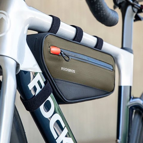 Torba rowerowa na ramę roweru z kieszenią boczną 1.7l - zielono-czarna ROCKBROS