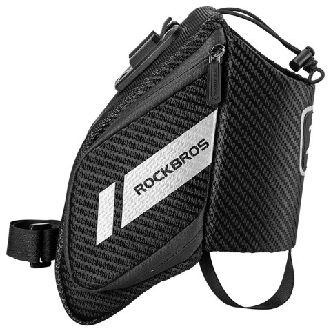 Torba rowerowa pod siodełko z kieszonką na butelkę bidon 1.5l - czarna ROCKBROS