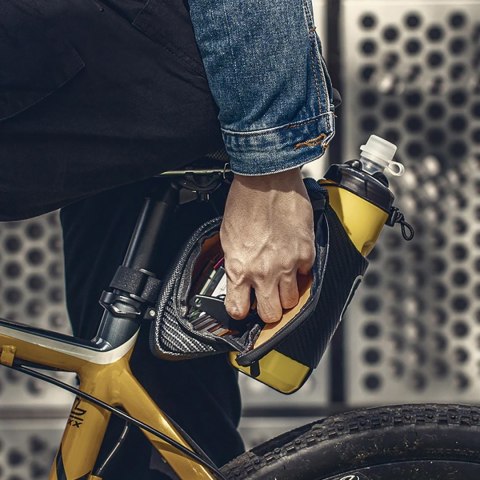 Torba rowerowa pod siodełko z kieszonką na butelkę bidon 1.5l - czarna ROCKBROS