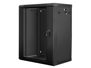 Szafa instalacyjna wisząca 19 cali 15U 600X450mm czarna (drzwi szklane)