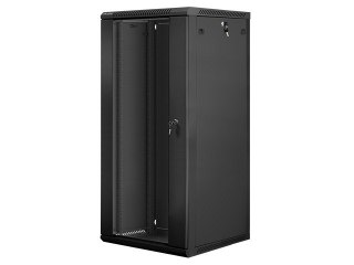 Szafa instalacyjna wisząca 19 cali 27U 600X600mm czarna (drzwi szklane)