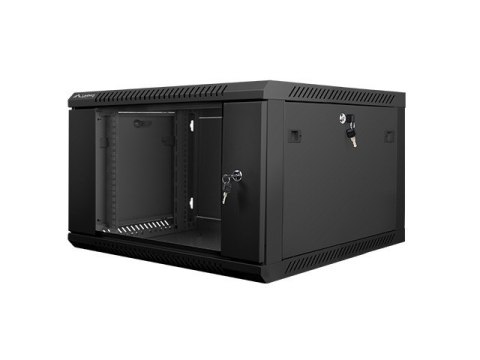 Szafa instalacyjna wisząca 19 cali 6U 600X600mm czarna (drzwi szklane)