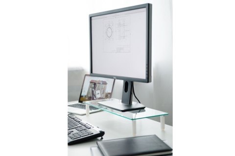 Szklana podstawa dla monitora, powierzchnia robocza: 56x21cm, max. obciążenie: 20kg